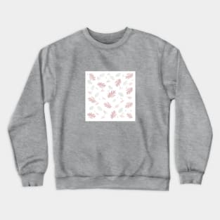 Autumn fall tropical palm leaves pattern pink on white Crewneck Sweatshirt